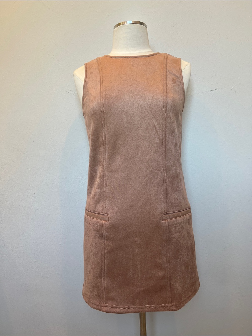 Faux Suede Sleeveless Mini Dress in Dusty Rose